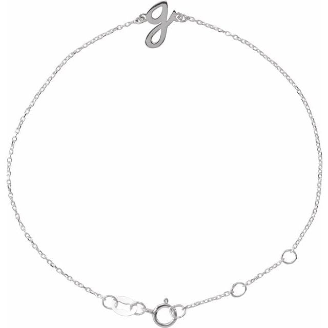 Sterling Silver Initial G 6 1/2-7 1/2' Bracelet