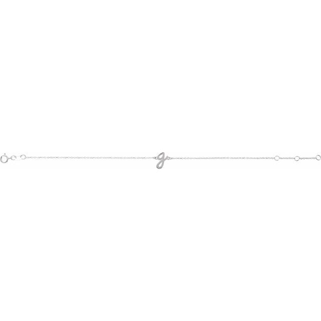 Sterling Silver Initial G 6 1/2-7 1/2' Bracelet
