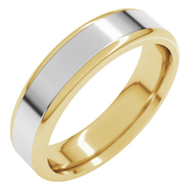 14K Yellow/White 5 mm Flat Band with Round Edge Size 10