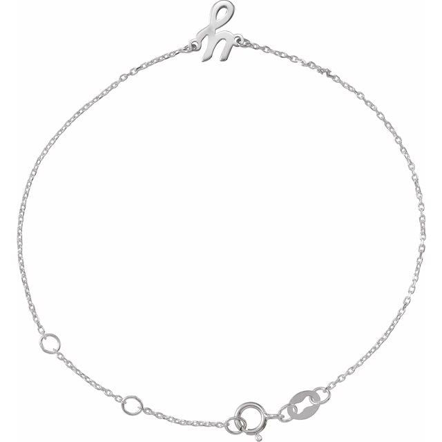 Sterling Silver Initial Y 6 1/2-7 1/2' Bracelet