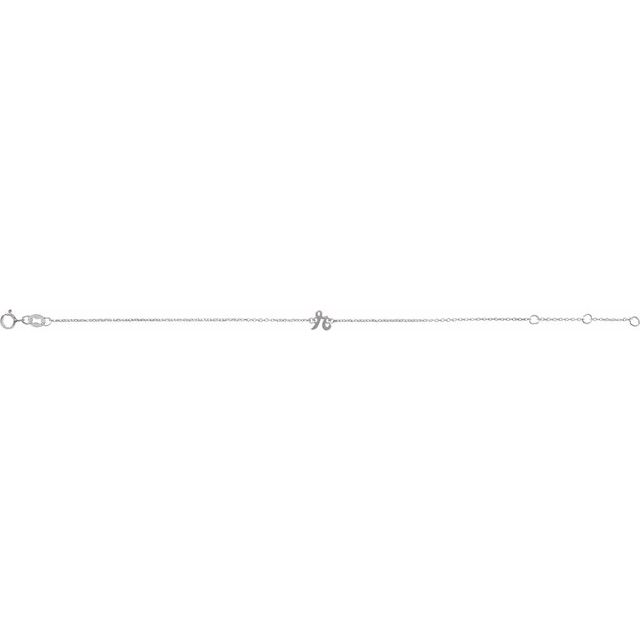 14K White Initial R 6 1/2-7 1/2' Bracelet