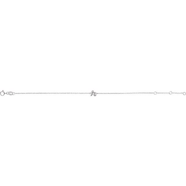 Sterling Silver Initial R 6 1/2-7 1/2' Bracelet