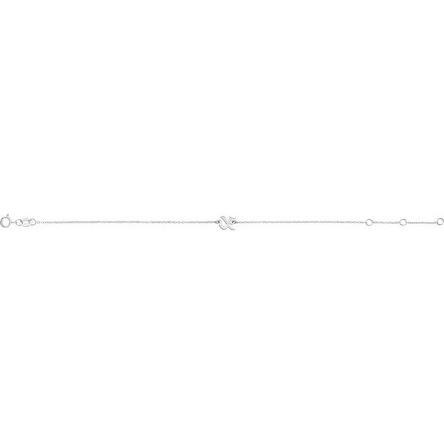 Sterling Silver Initial X 6 1/2-7 1/2' Bracelet