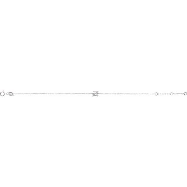14K White Initial Z 6 1/2-7 1/2' Bracelet