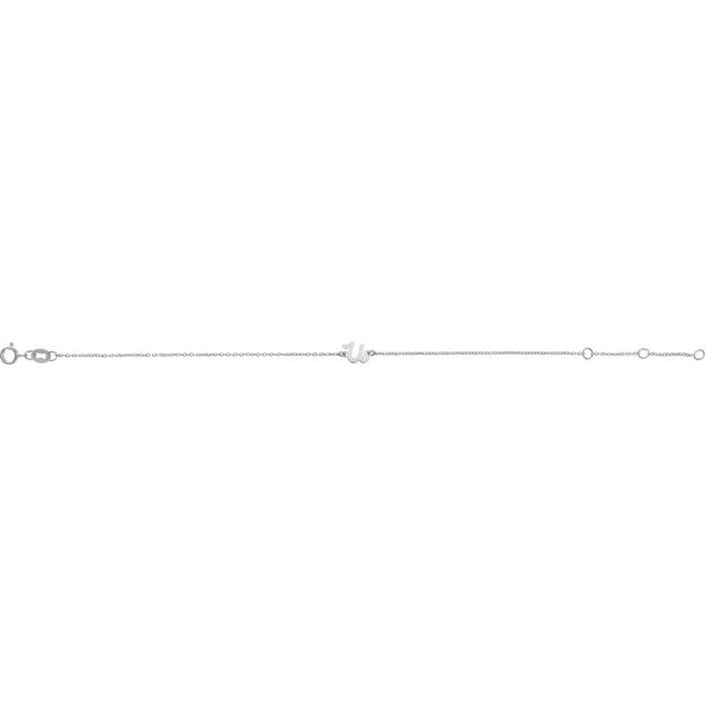 Sterling Silver Initial U 6 1/2-7 1/2' Bracelet