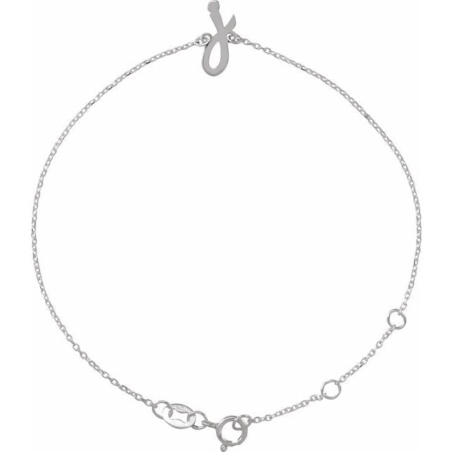 Sterling Silver Initial J 6 1/2-7 1/2' Bracelet