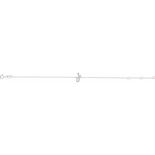 Sterling Silver Initial J 6 1/2-7 1/2' Bracelet