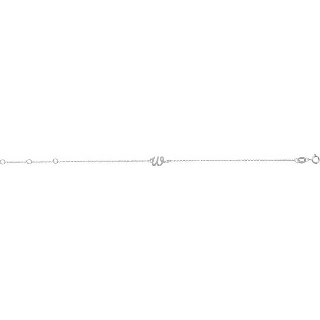 Sterling Silver Initial W 6 1/2-7 1/2' Bracelet