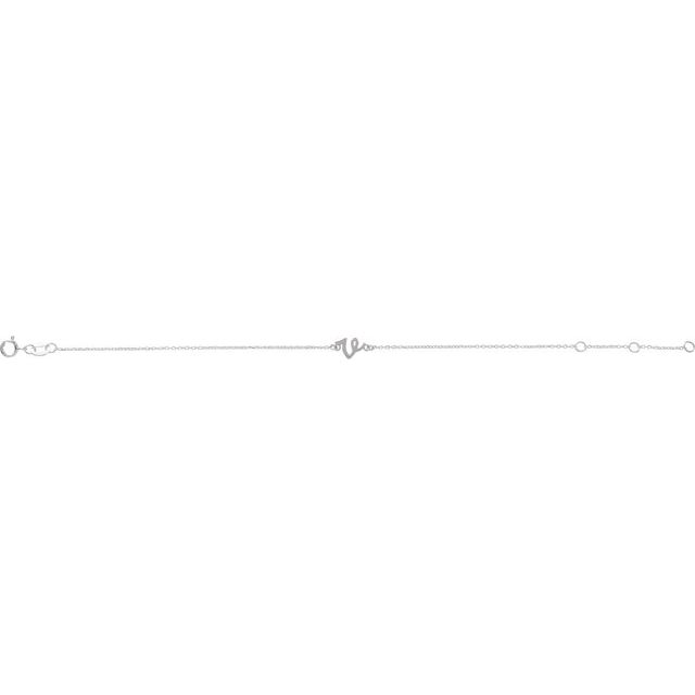 Sterling Silver Initial V 6 1/2-7 1/2' Bracelet