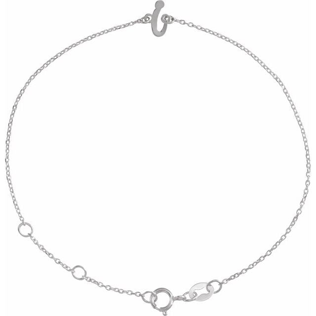 Sterling Silver Initial I 6 1/2-7 1/2' Bracelet