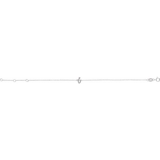Sterling Silver Initial I 6 1/2-7 1/2' Bracelet