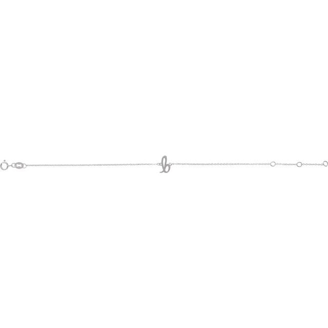 14K White Initial B 6 1/2-7 1/2' Bracelet