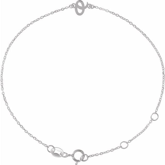 Sterling Silver Initial O 6 1/2-7 1/2' Bracelet