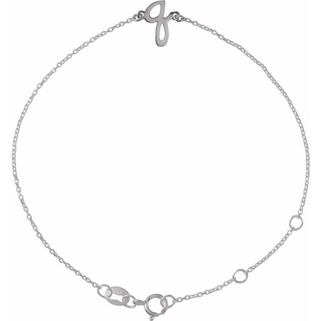 14K White Initial Q 6 1/2-7 1/2' Bracelet