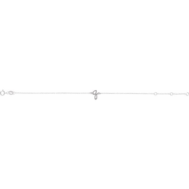14K White Initial Q 6 1/2-7 1/2' Bracelet