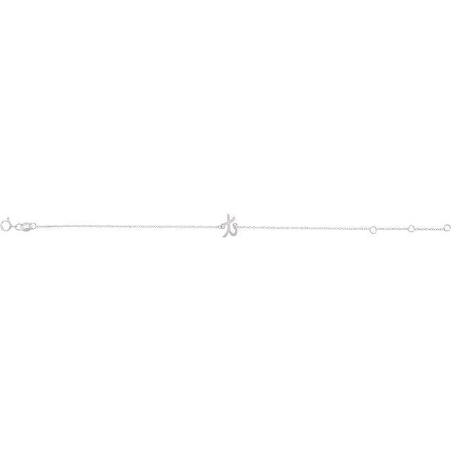14K White Initial T 6 1/2-7 1/2' Bracelet
