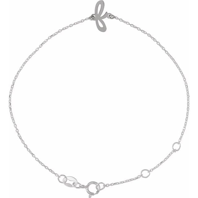 Sterling Silver Initial F 6 1/2-7 1/2' Bracelet