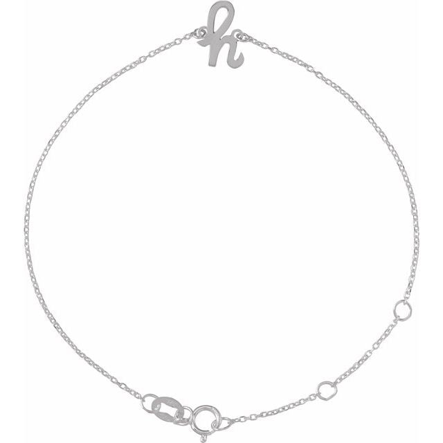 Sterling Silver Initial H 6 1/2-7 1/2' Bracelet