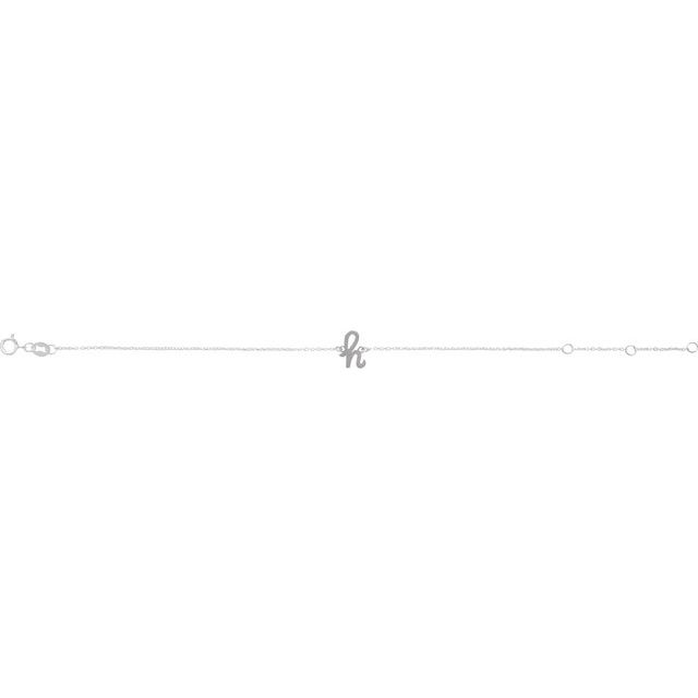 Sterling Silver Initial H 6 1/2-7 1/2' Bracelet