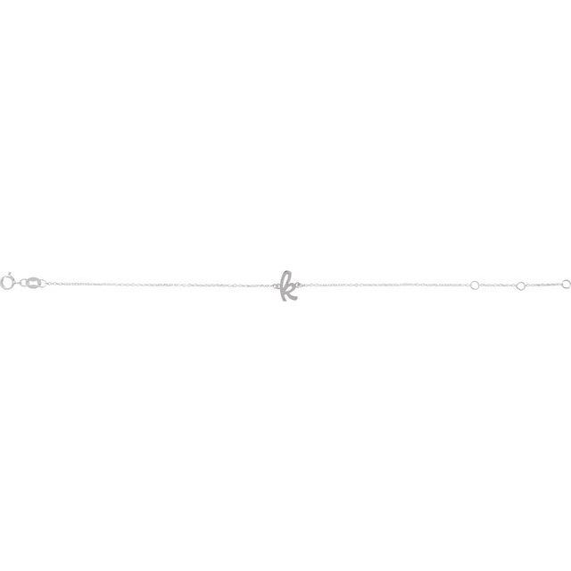 14K White Initial K 6 1/2-7 1/2' Bracelet