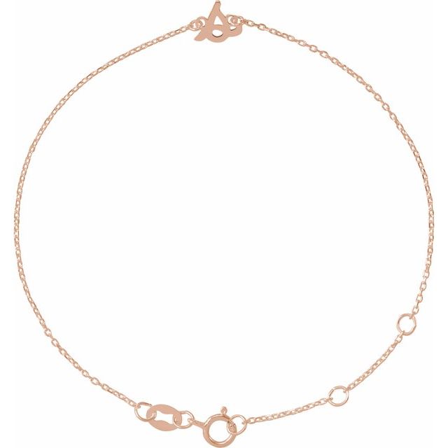14K Rose Initial S 6 1/2-7 1/2' Bracelet