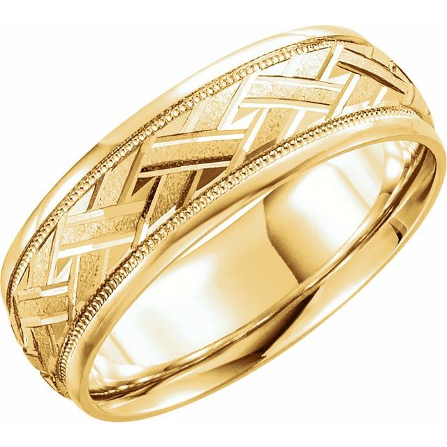 14K Yellow 7 mm Woven-Design Band Size 10.5