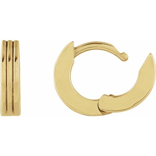 14K Yellow Hinged 10 mm Huggie Hoop Earring