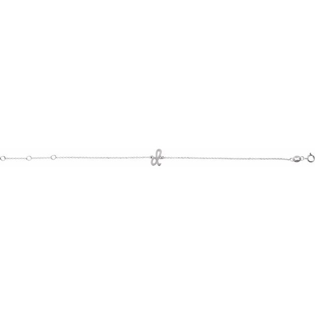 14K White Initial D 6 1/2-7 1/2' Bracelet