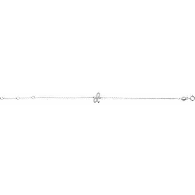 Sterling Silver Initial D 6 1/2-7 1/2' Bracelet