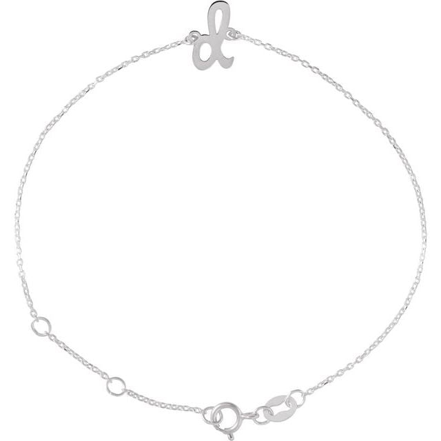 14K White Initial D 6 1/2-7 1/2' Bracelet