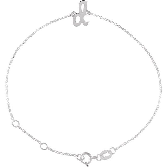 Sterling Silver Initial D 6 1/2-7 1/2' Bracelet