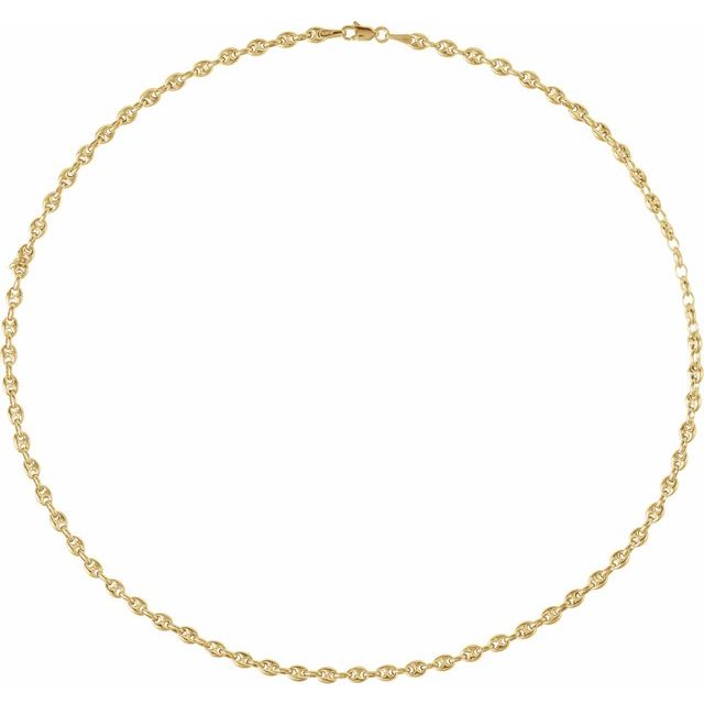 14K Yellow 3.8 mm Hollow Puffed Anchor 16' Chain