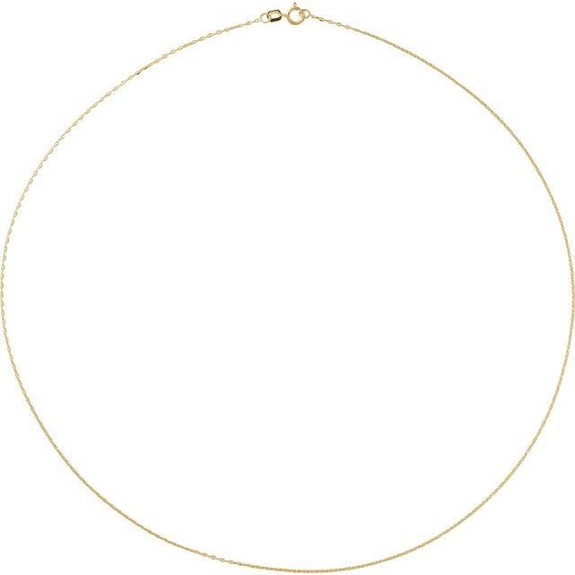 14K Yellow 1 mm Diamond-Cut Anchor 7' Chain