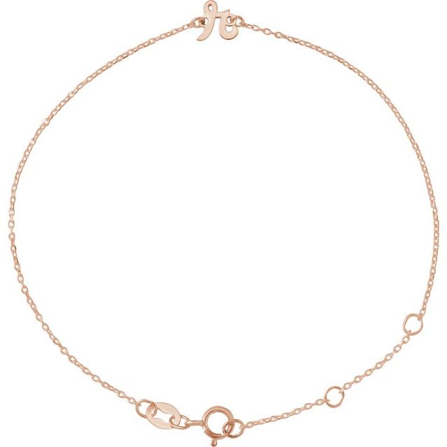 14K Rose Initial R 6 1/2-7 1/2' Bracelet