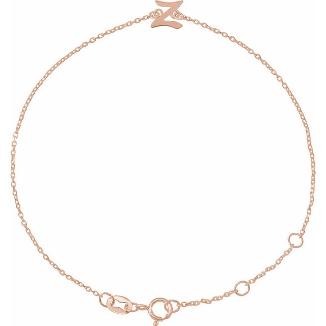 14K Rose Initial Z 6 1/2-7 1/2' Bracelet
