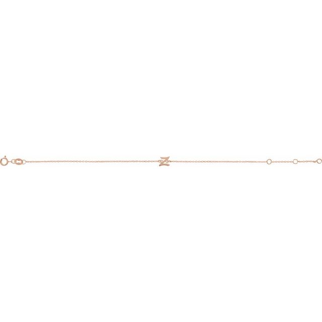 14K Rose Initial Z 6 1/2-7 1/2' Bracelet
