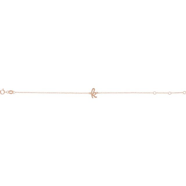 14K Rose Initial K 6 1/2-7 1/2' Bracelet