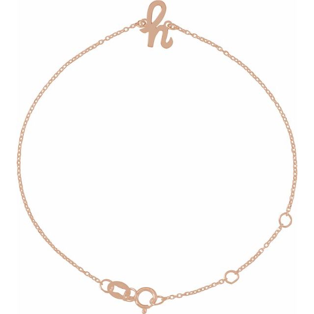 14K Rose Initial H 6 1/2-7 1/2' Bracelet
