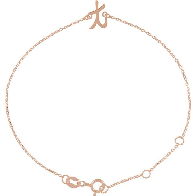 14K Rose Initial T 6 1/2-7 1/2' Bracelet