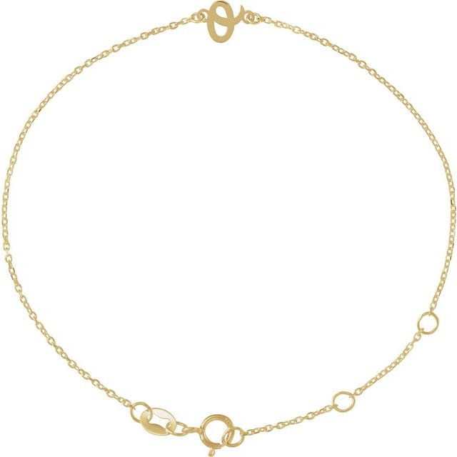 14K Yellow Initial O 6 1/2-7 1/2' Bracelet