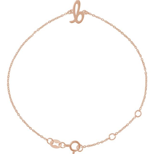 14K Rose Initial B 6 1/2-7 1/2' Bracelet