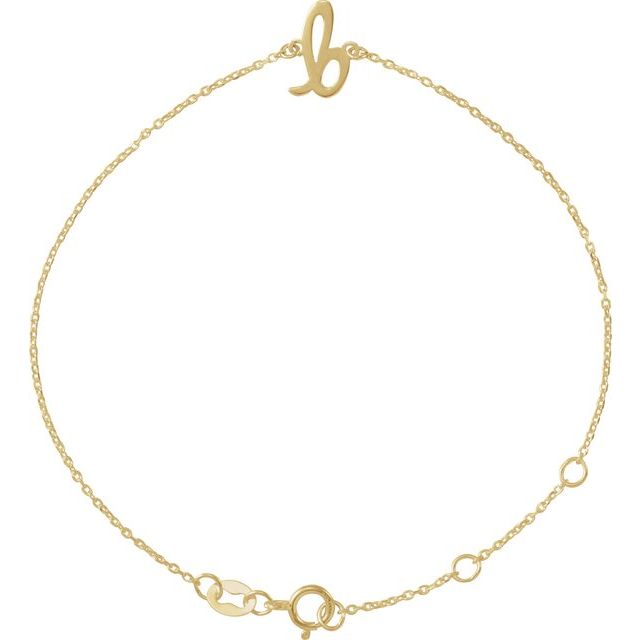 14K Yellow Initial B 6 1/2-7 1/2' Bracelet