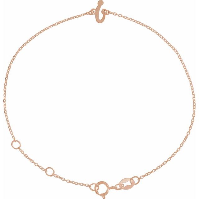14K Rose Initial I 6 1/2-7 1/2' Bracelet