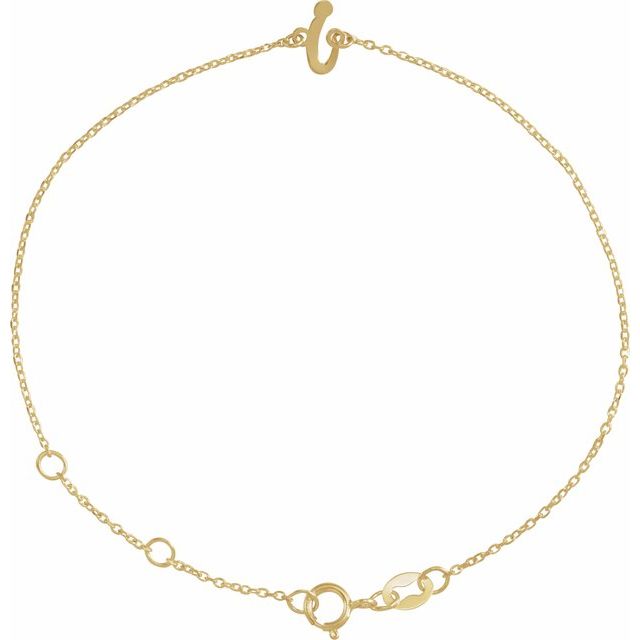 14K Yellow Initial I 6 1/2-7 1/2' Bracelet