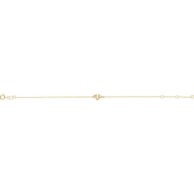 14K Yellow Initial V 6 1/2-7 1/2' Bracelet