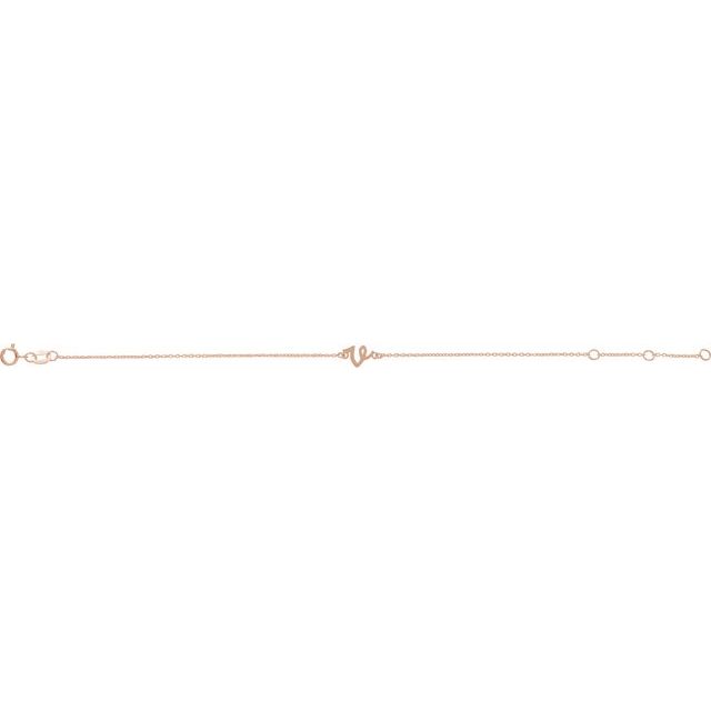 14K Rose Initial V 6 1/2-7 1/2' Bracelet