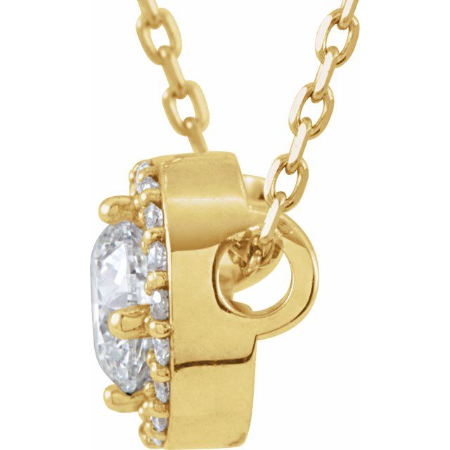 14K Yellow 1/4 CTW Lab-Grown Diamond Halo-Style 16' Necklace
