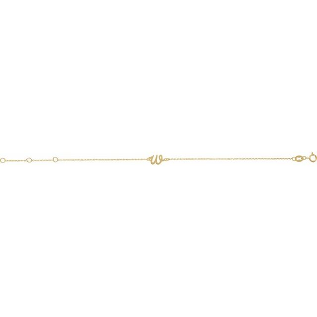 14K Yellow Initial W 6 1/2-7 1/2' Bracelet