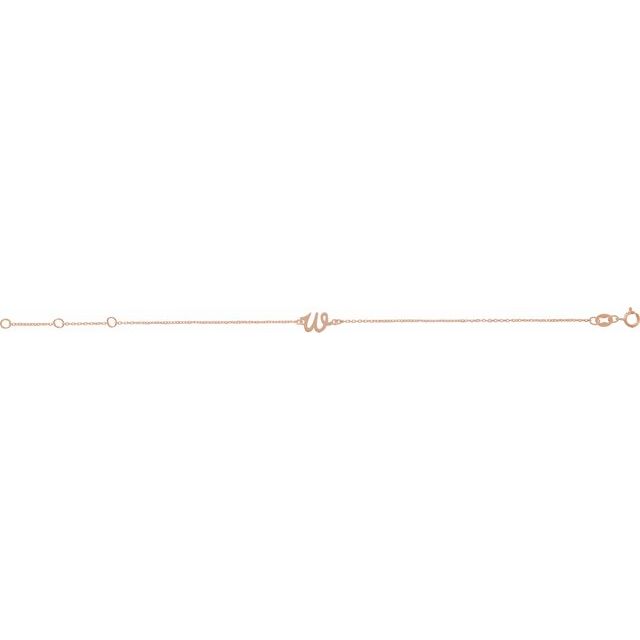 14K Rose Initial W 6 1/2-7 1/2' Bracelet