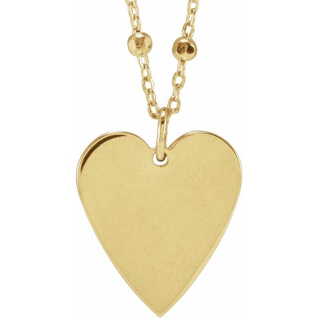 14K Yellow Engravable Heart 16' Necklace
